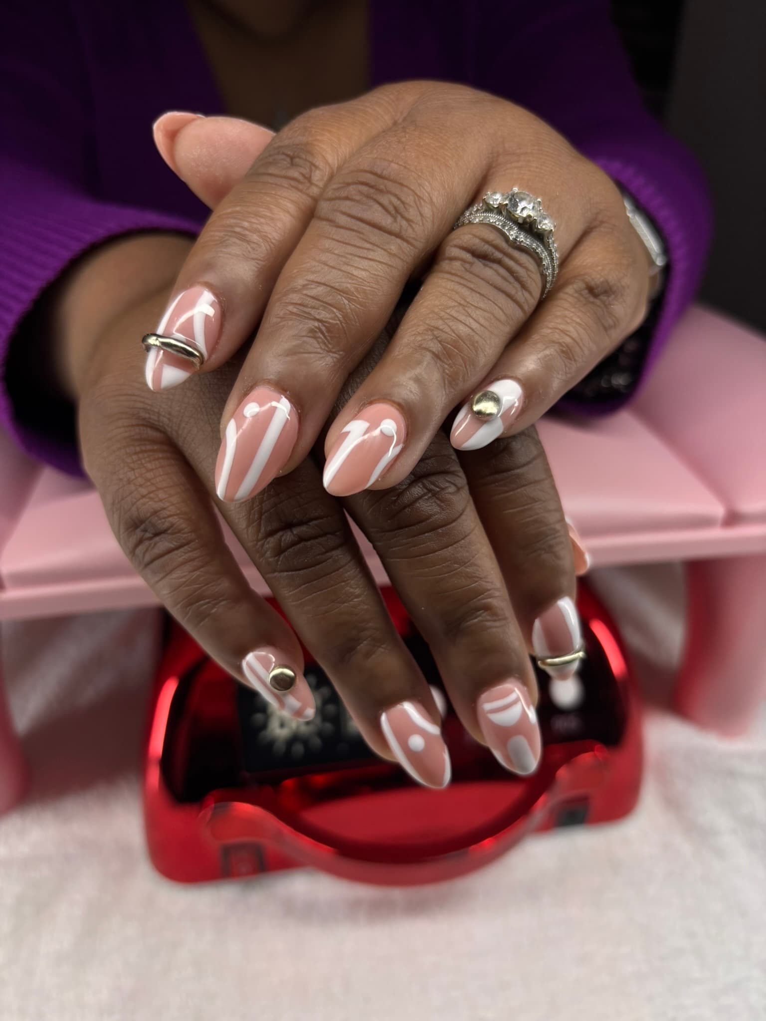 Painted vine detail with funky french tips — tier 2