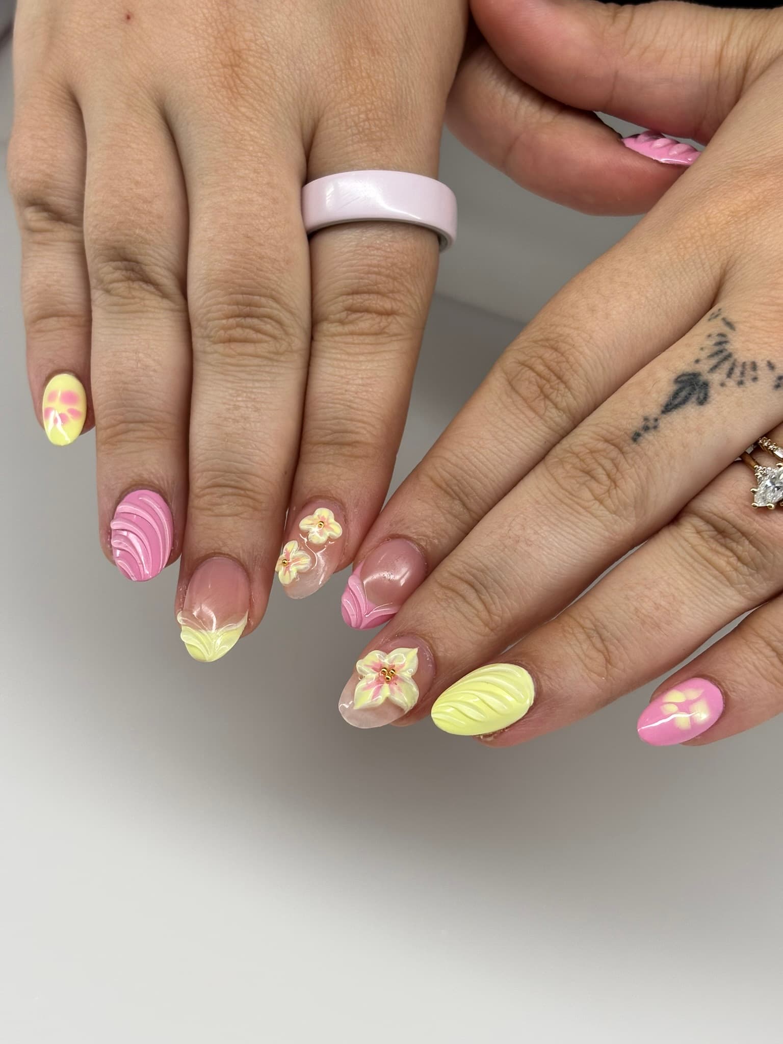 Soft pink short square gel nails — base service