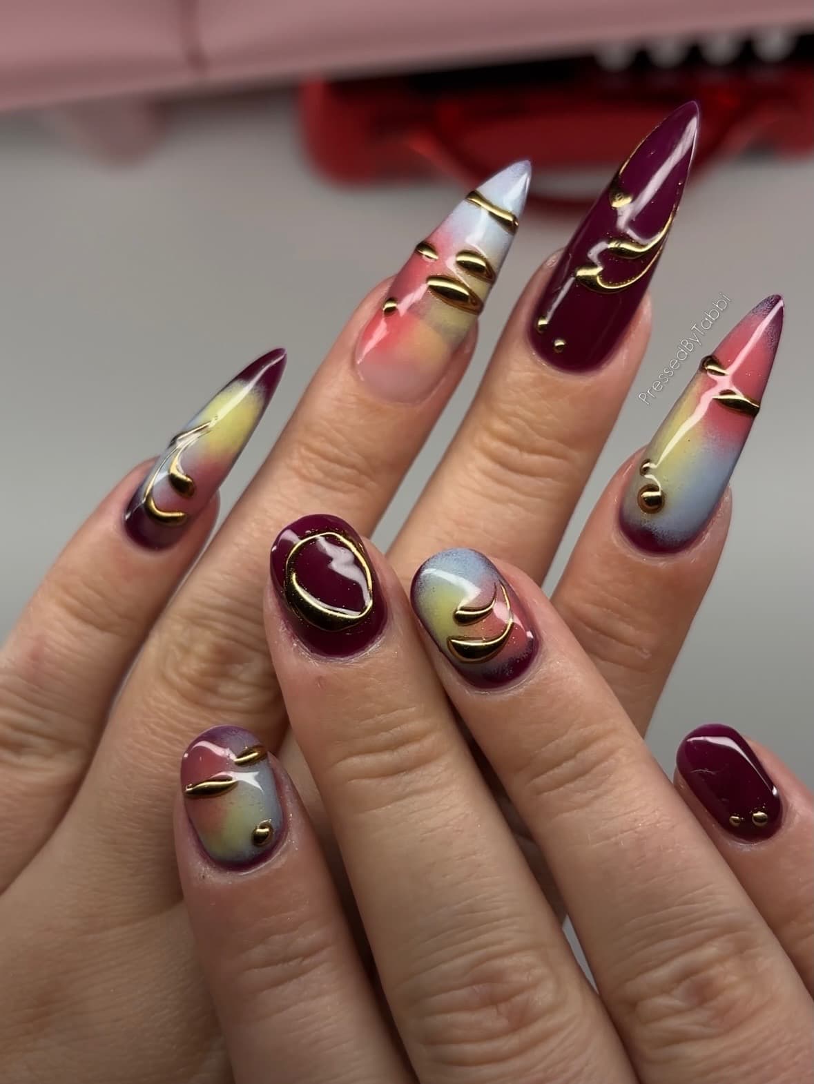 3D flowers and texture nail art across all nails — tier 3